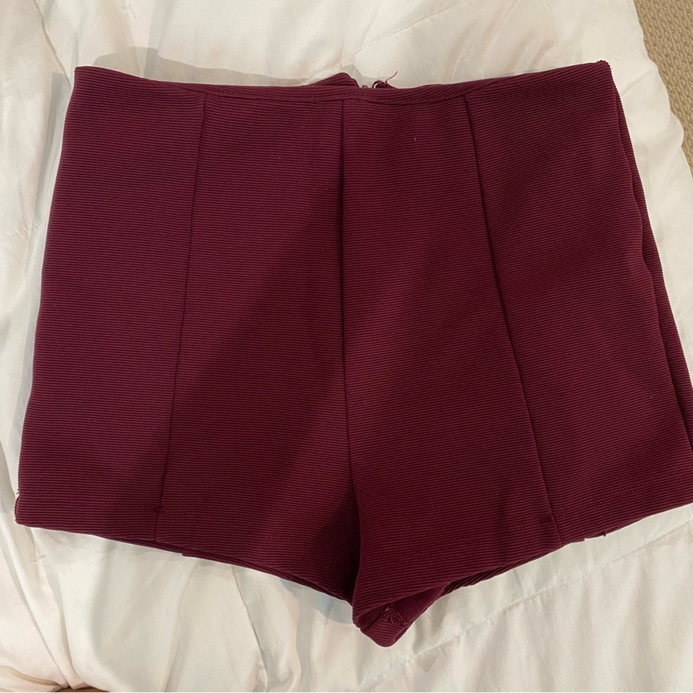 Maroon High Waisted Shorts